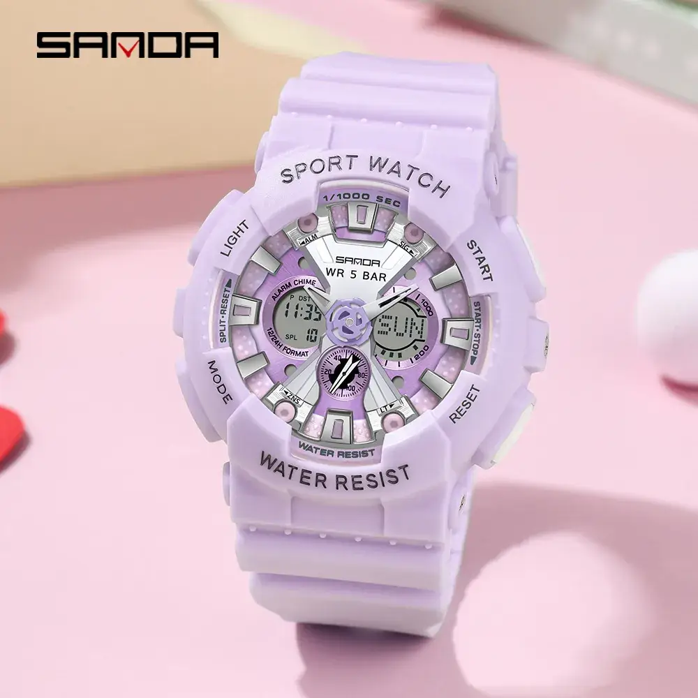 Sanda Green Waterproof Electronic Sports Watch for Girls & Boys