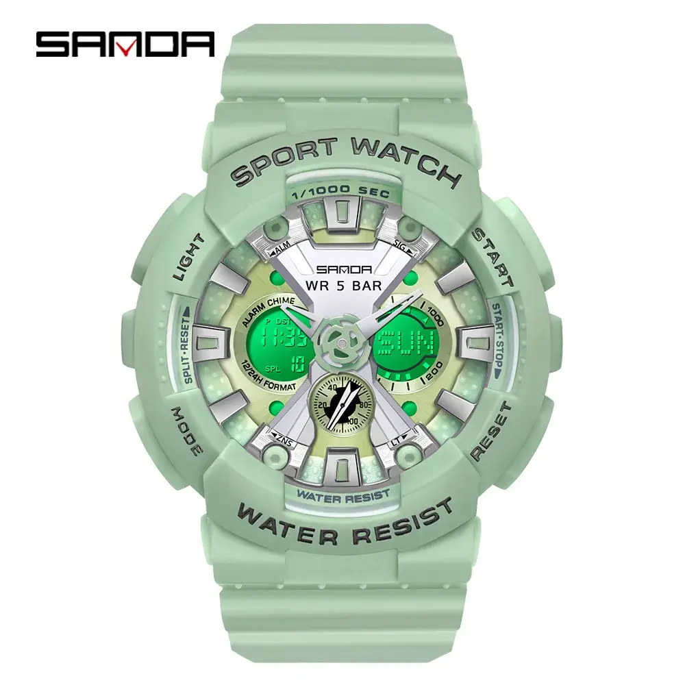 Sanda Green Waterproof Electronic Sports Watch for Girls & Boys