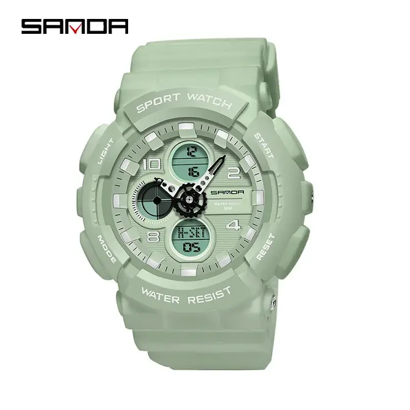 Sanda Green Waterproof Electronic Sports Watch for Girls & Boys