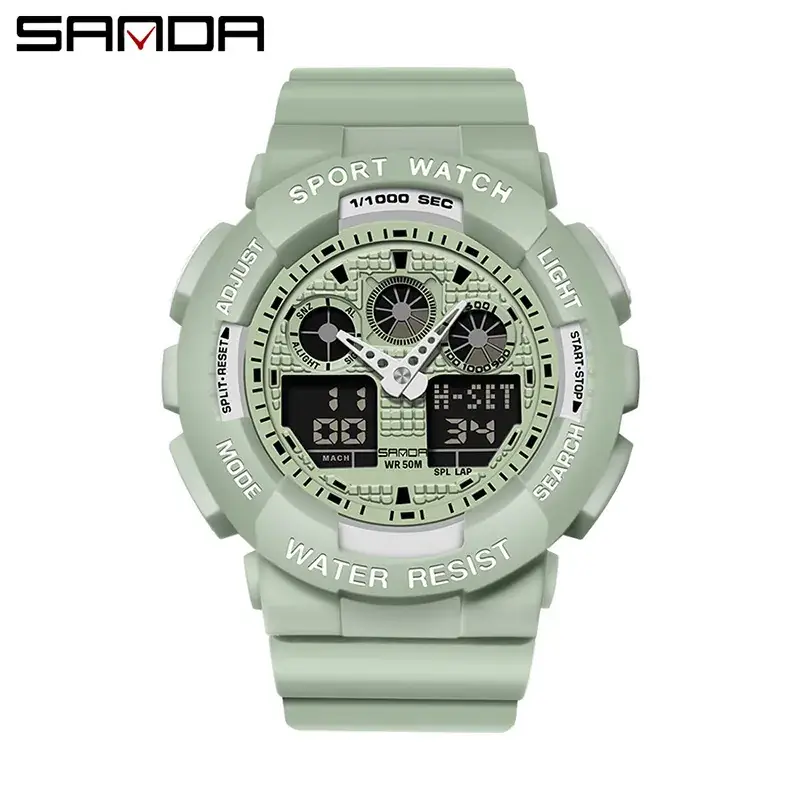 Sanda Green Waterproof Electronic Sports Watch for Girls & Boys