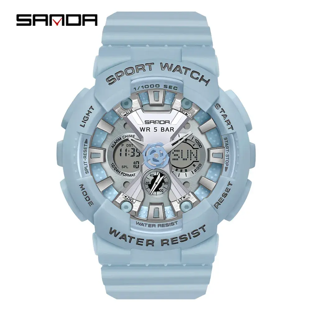 Sanda Green Waterproof Electronic Sports Watch for Girls & Boys