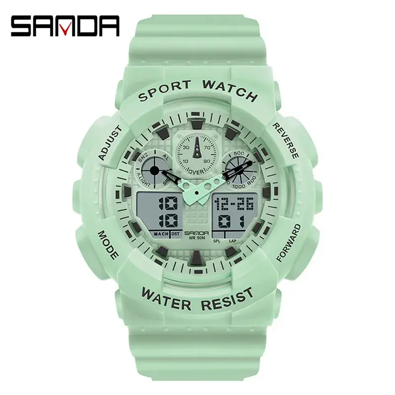 Sanda Green Waterproof Electronic Sports Watch for Girls & Boys