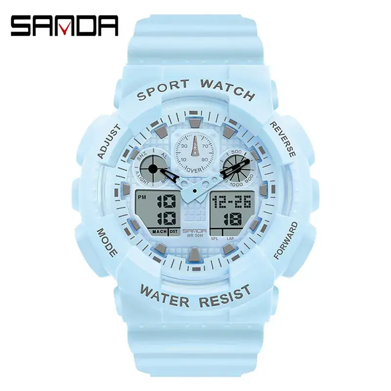 Sanda Green Waterproof Electronic Sports Watch for Girls & Boys