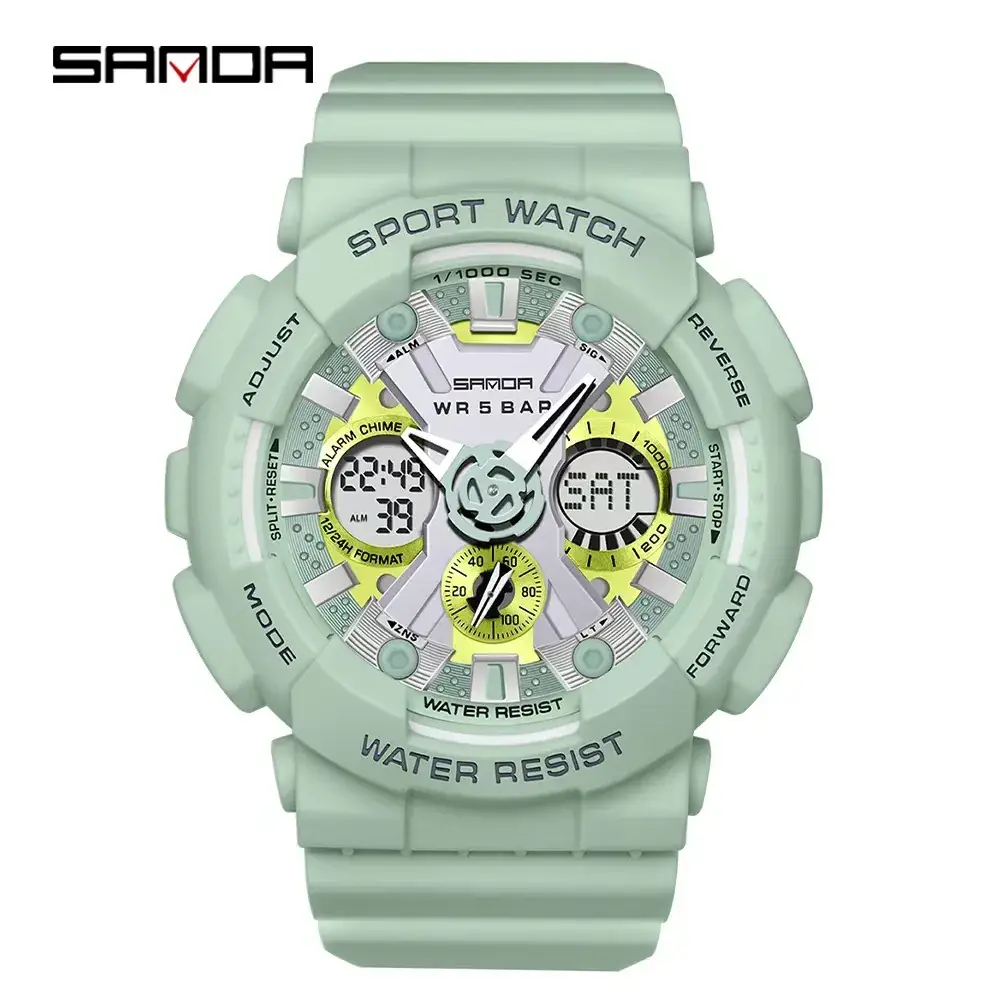 Sanda Green Waterproof Electronic Sports Watch for Girls & Boys