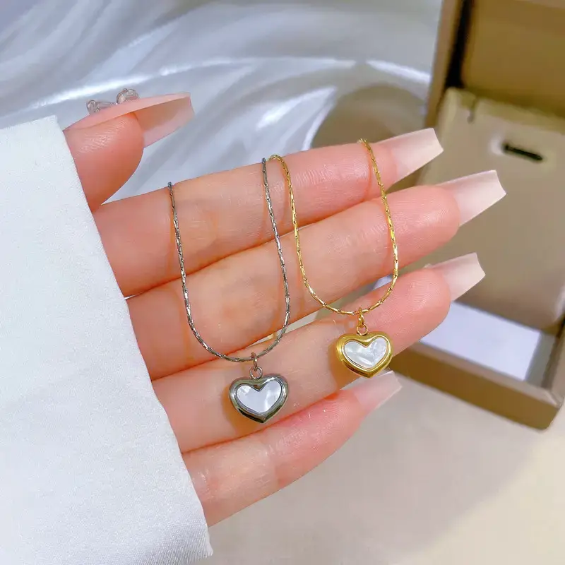 Gold Heart Necklace for Women - Real Gold Clavicle Style - Image 5
