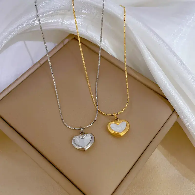 Gold Heart Necklace for Women - Real Gold Clavicle Style - Image 6