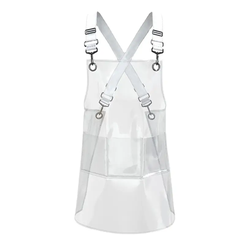 Transparent TPU Apron with Pure White Strap for Barber Work - Image 16