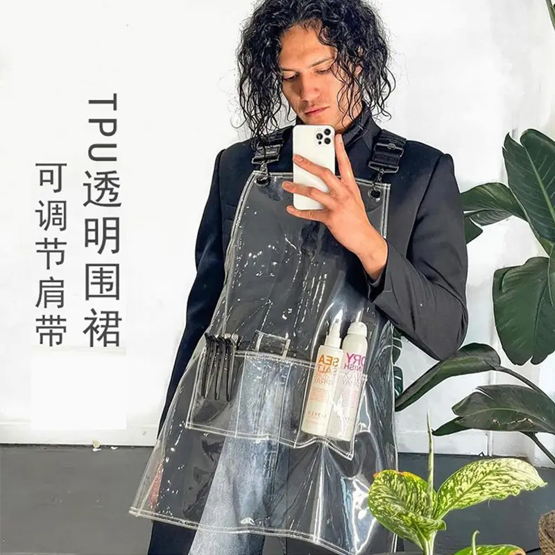 Transparent TPU Apron with Pure White Strap for Barber Work — feature 5