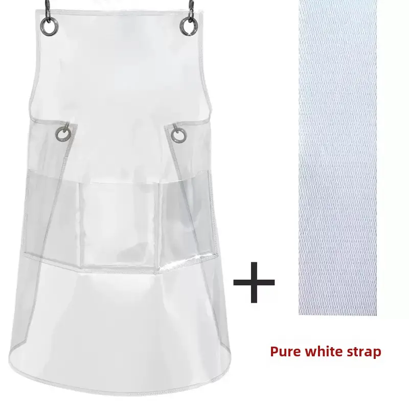 Transparent TPU Apron with Pure White Strap for Barber Work - Image 2