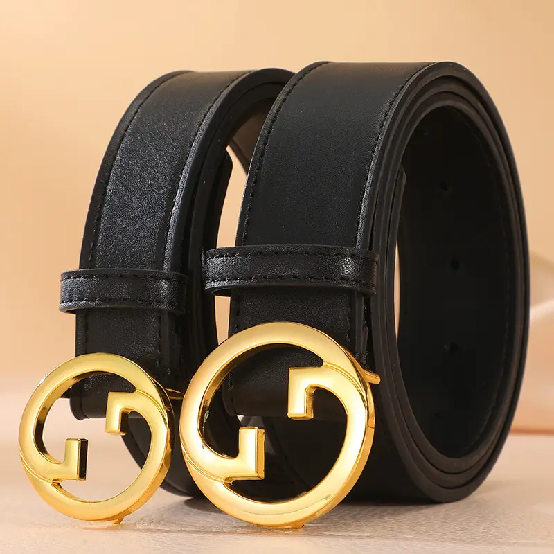 Women's Genuine Leather Belt with Gold Buckle - Image 2