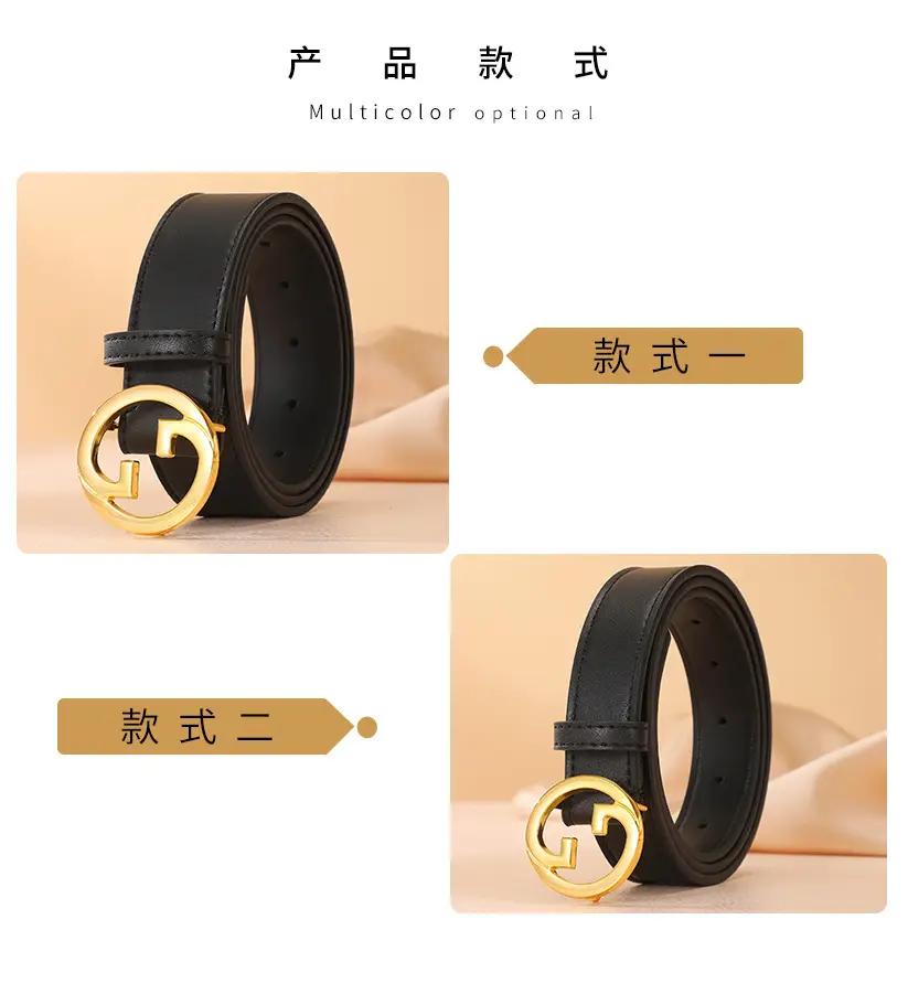 Women's Genuine Leather Belt with Gold Buckle — feature 11