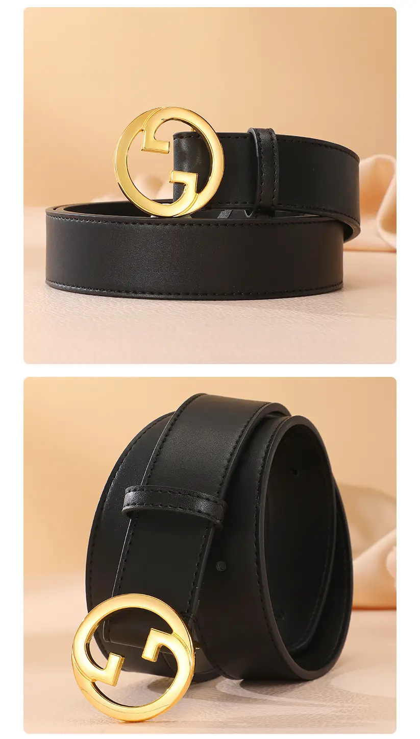 Women's Genuine Leather Belt with Gold Buckle — feature 14