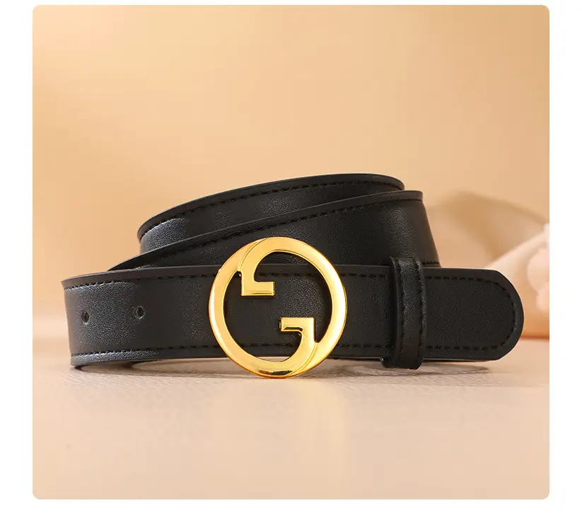 Women's Genuine Leather Belt with Gold Buckle — feature 15