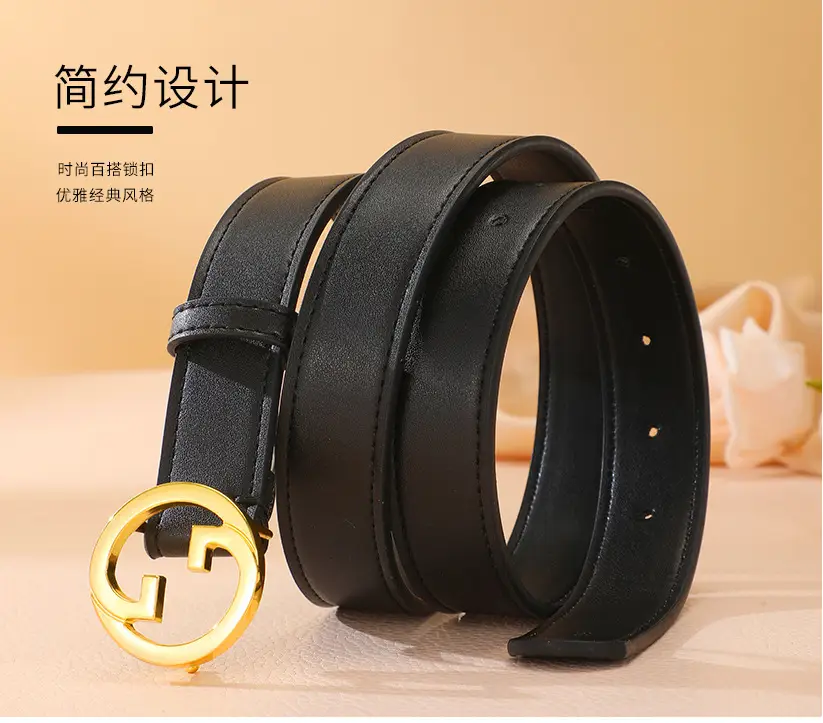 Women's Genuine Leather Belt with Gold Buckle — feature 4