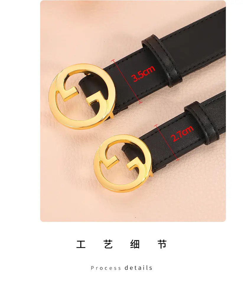 Women's Genuine Leather Belt with Gold Buckle — feature 7