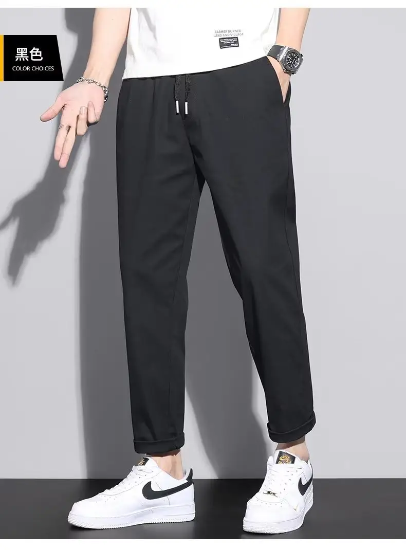 Men's Green Straight Foot Casual Pants Spring Autumn 2024 — feature 12