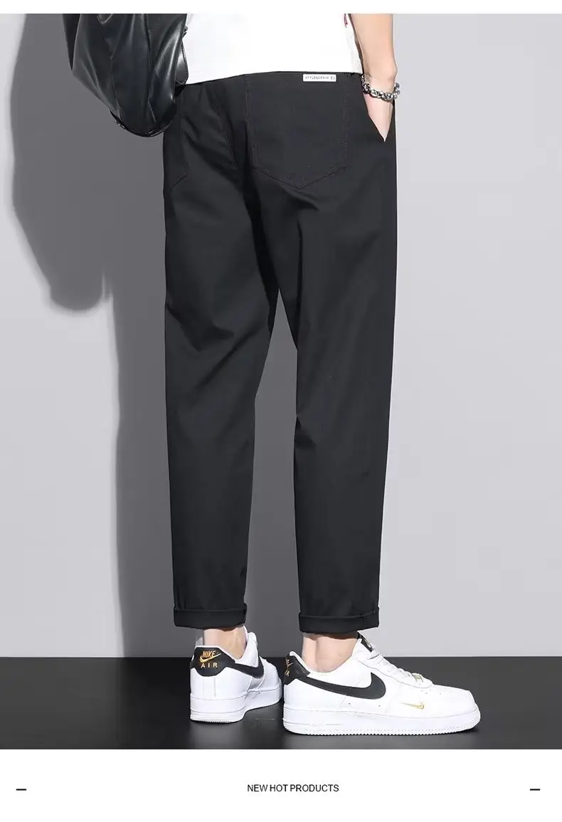 Men's Green Straight Foot Casual Pants Spring Autumn 2024 — feature 14