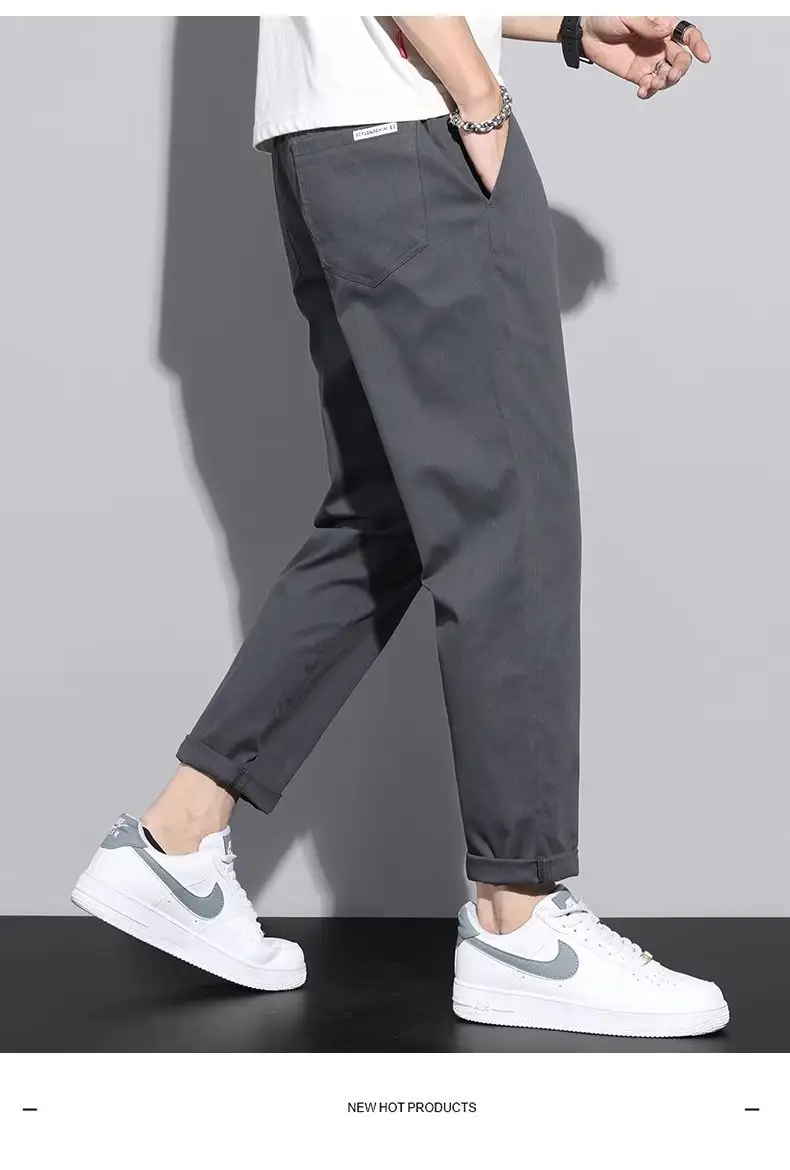 Men's Green Straight Foot Casual Pants Spring Autumn 2024 — feature 16
