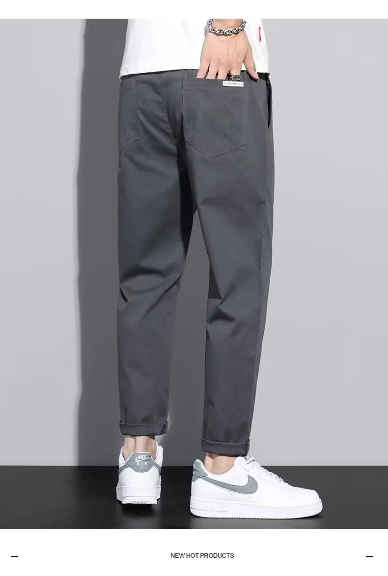 Men's Green Straight Foot Casual Pants Spring Autumn 2024 — feature 17