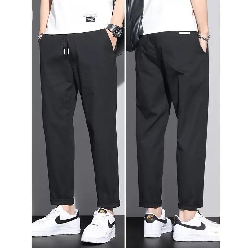 Men's Green Straight Foot Casual Pants Spring Autumn 2024 — feature 3