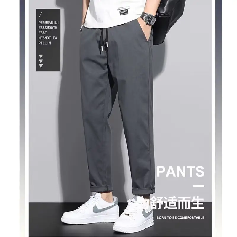 Men's Green Straight Foot Casual Pants Spring Autumn 2024 — feature 4