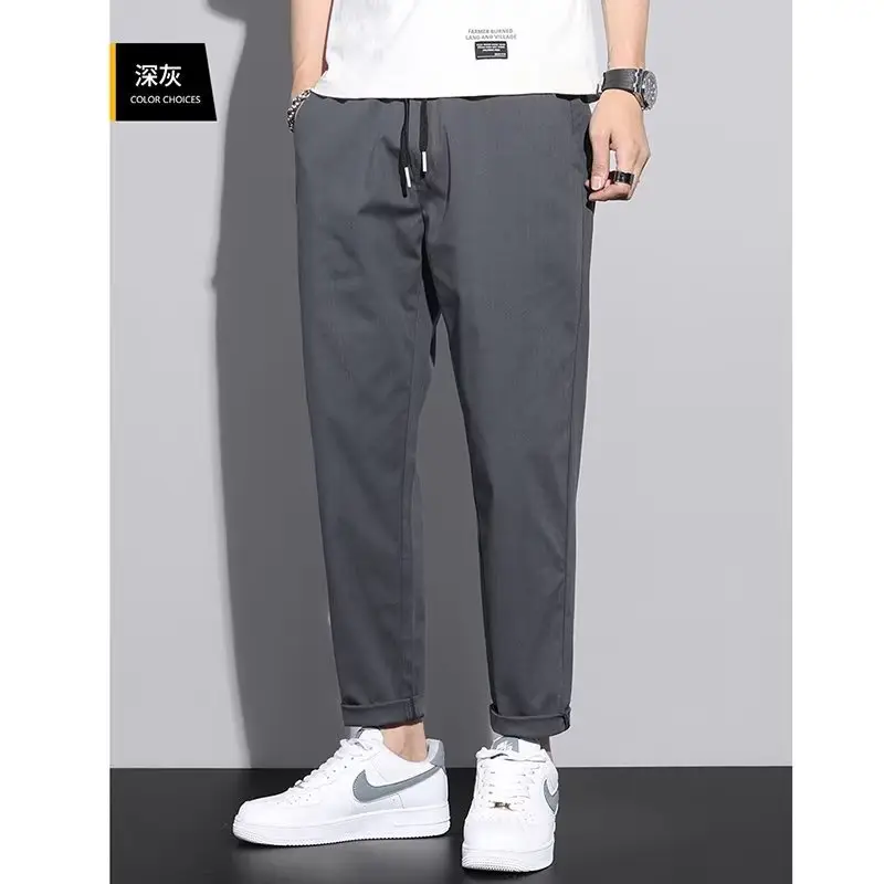 Men's Green Straight Foot Casual Pants Spring Autumn 2024 — feature 5