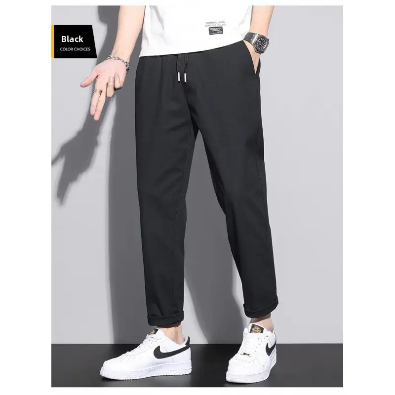 Men's Green Straight Foot Casual Pants Spring Autumn 2024 - Image 10