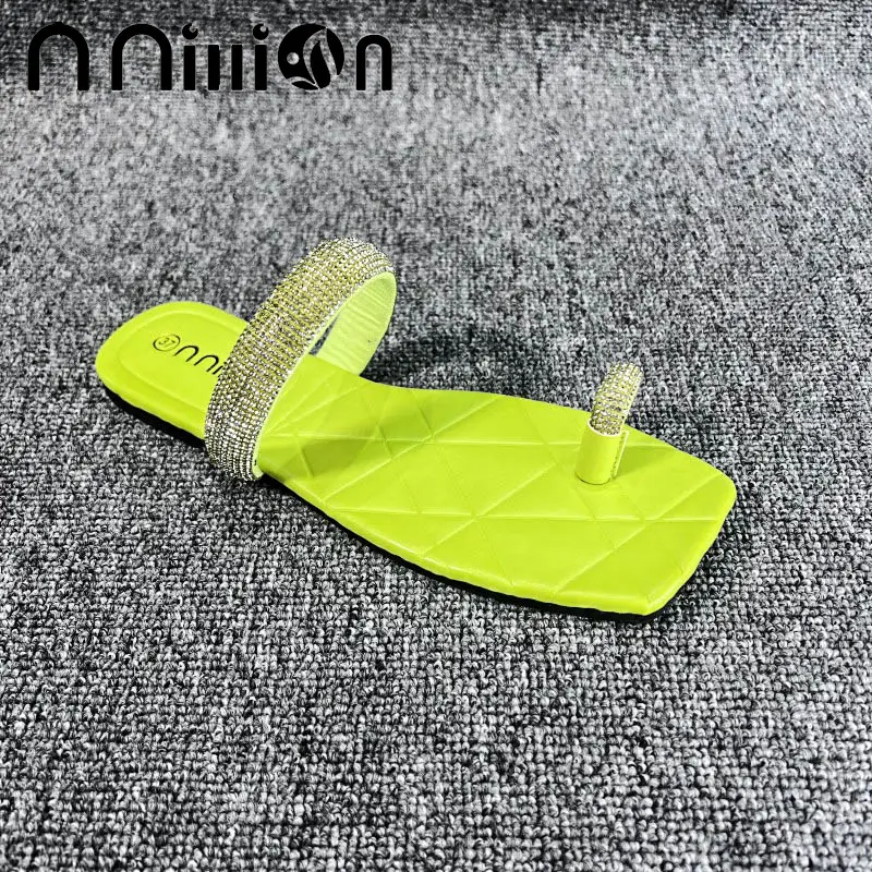 Women Rhinestone Thong Sandals Neon Colors