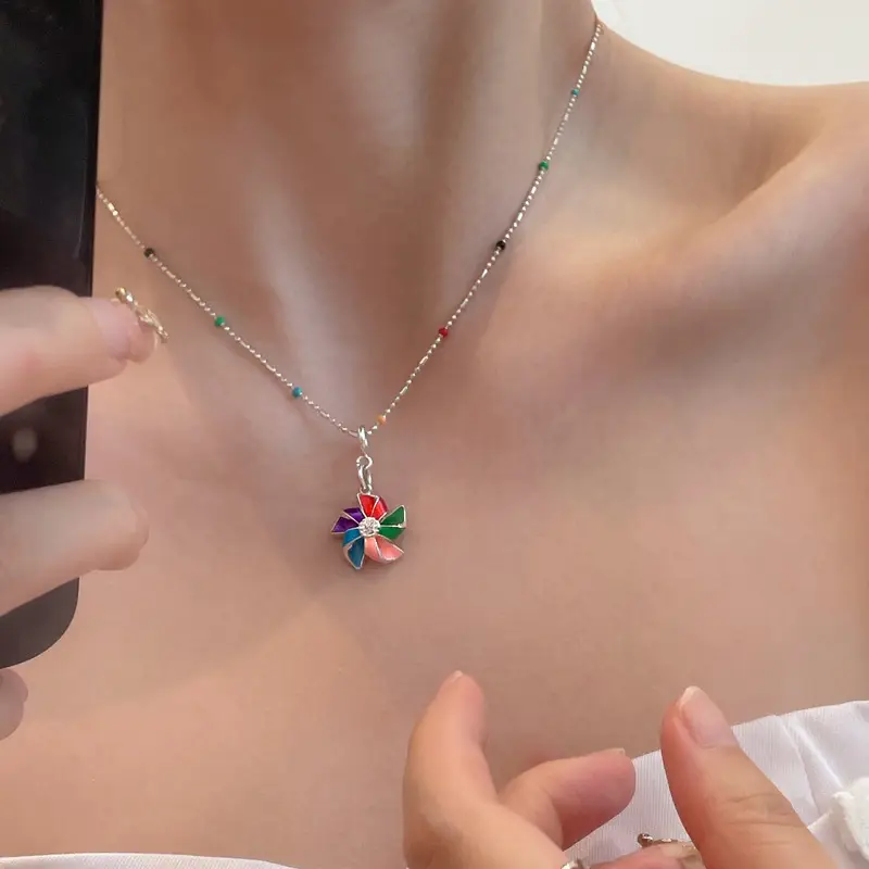 S925 Sterling Silver Rainbow Bean Clavicle Chain for Women - Image 6