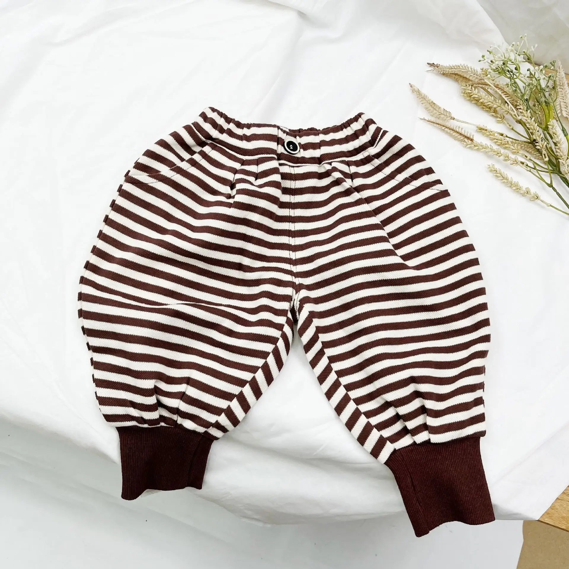 Children Korean Striped Jogger Pants 2022 Autumn Spring Unisex - Image 2
