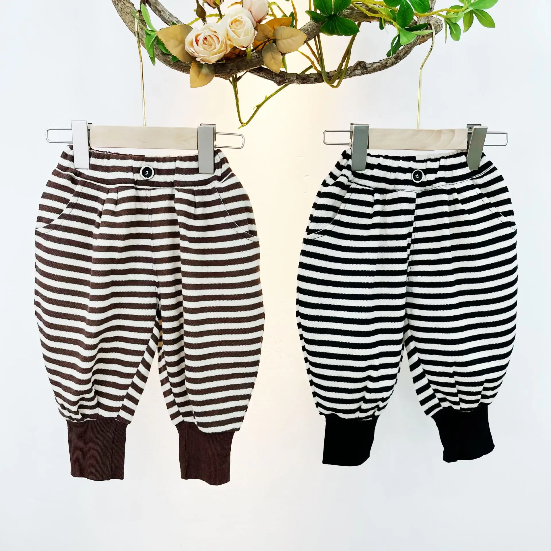 Children Korean Striped Jogger Pants 2022 Autumn Spring Unisex - Image 4
