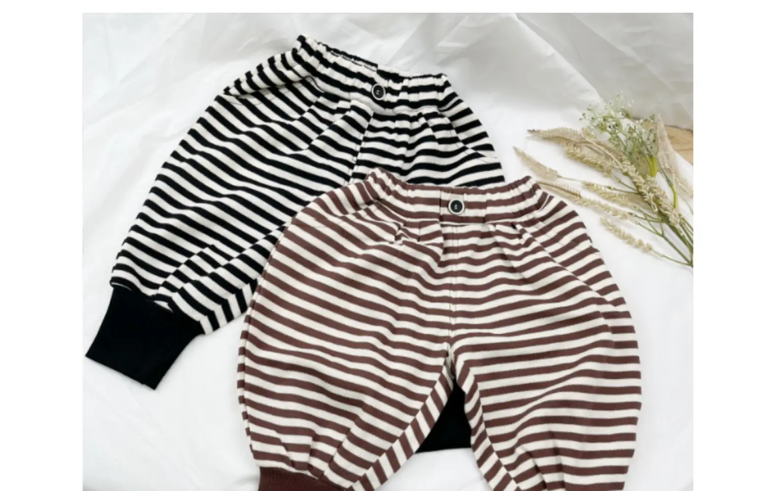 Children Korean Striped Jogger Pants 2022 Autumn Spring Unisex — feature 1