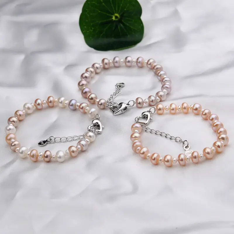 Freshwater Pearl Bracelet Women's White Mixed Color 7-8mm