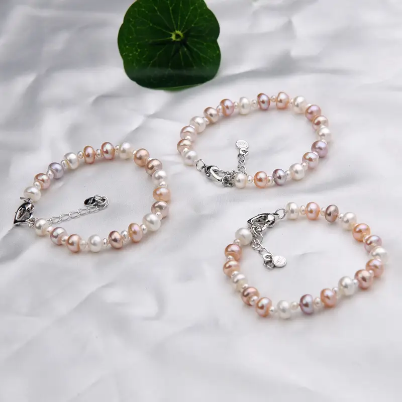 Freshwater Pearl Bracelet Women's White Mixed Color 7-8mm