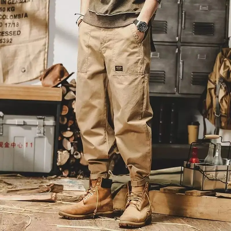 Men's American Heavy Cotton Croc Pants Brown Loose Fit