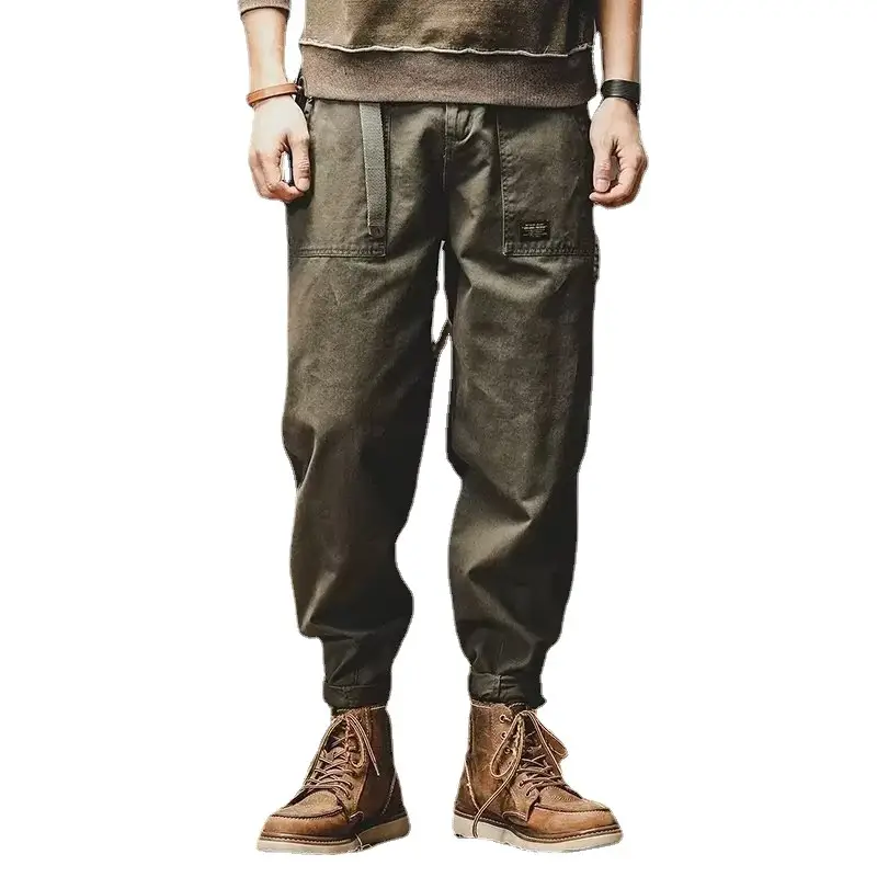Men's American Heavy Cotton Croc Pants Brown Loose Fit