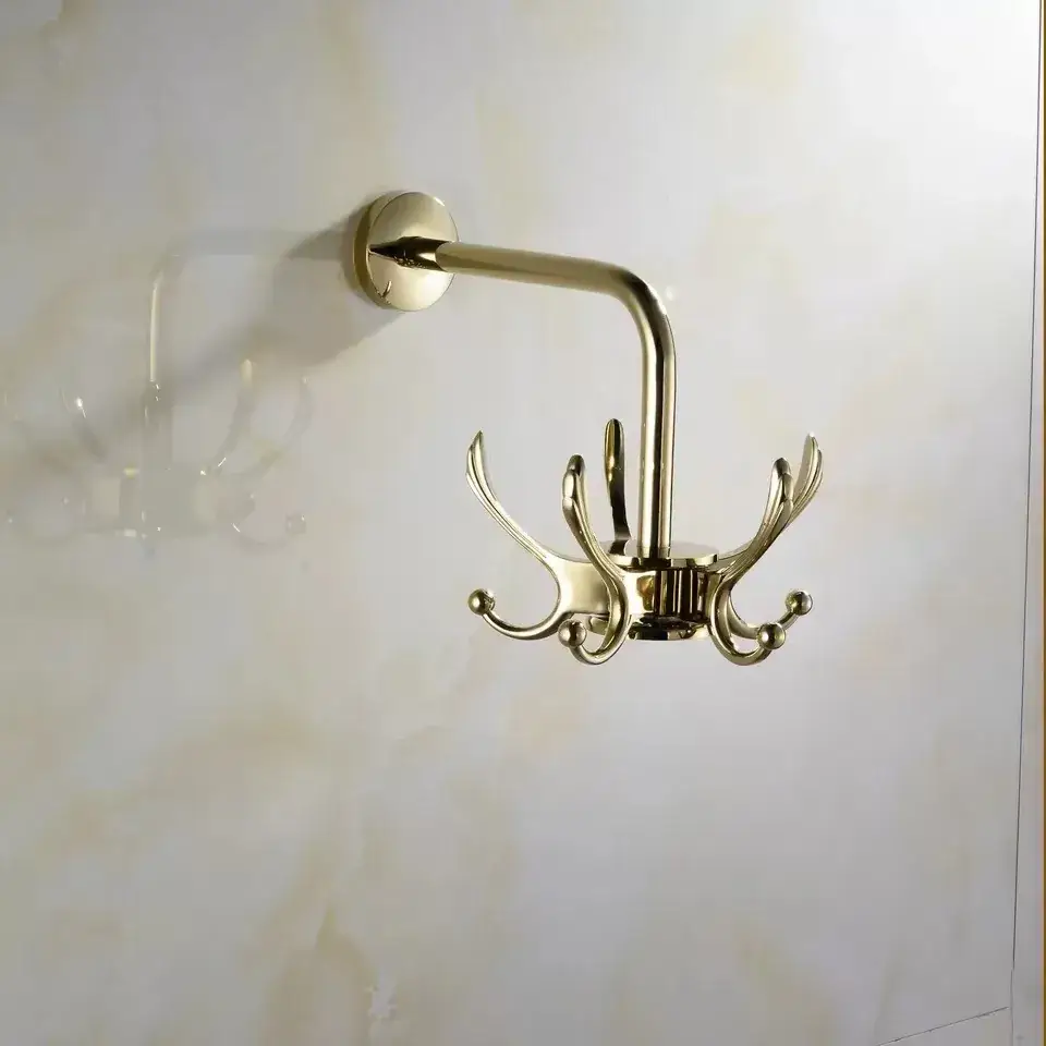 New Black Gold Wall Mount Coat Hook for Bathroom & Hotel - Image 9