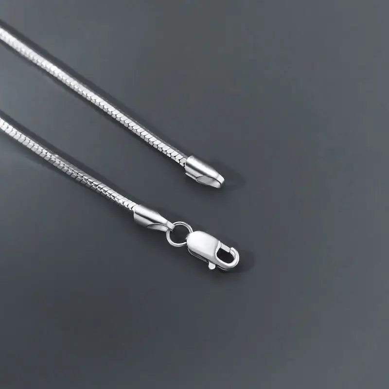 Men's Silver Snake Bone Necklace with Retro Rotatable Design