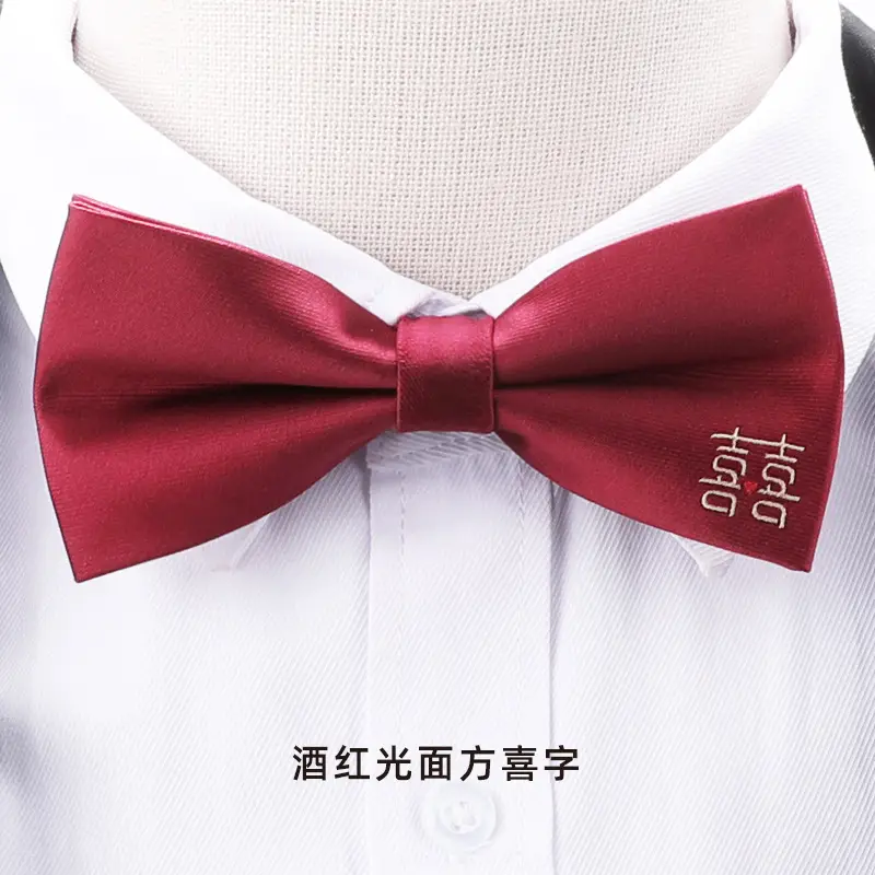 Wine Red Bow Tie for Men Wedding Guest - Image 3