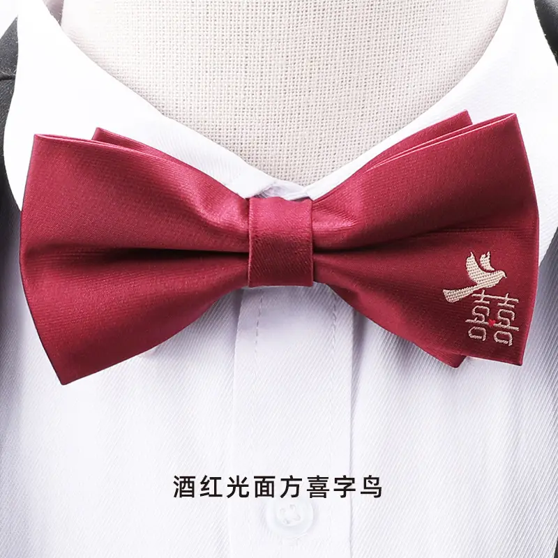Wine Red Bow Tie for Men Wedding Guest - Image 4