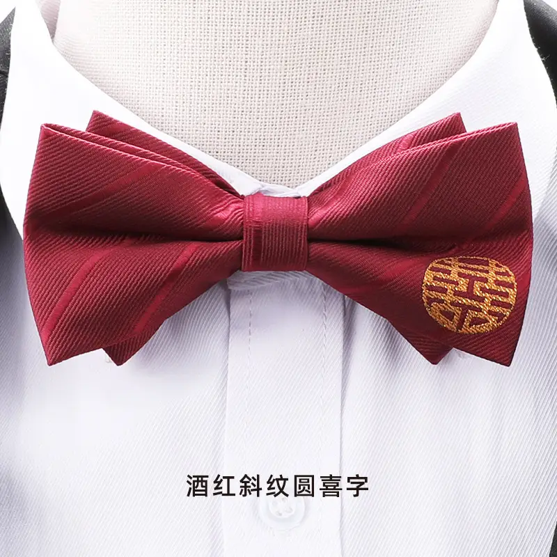 Wine Red Bow Tie for Men Wedding Guest - Image 5