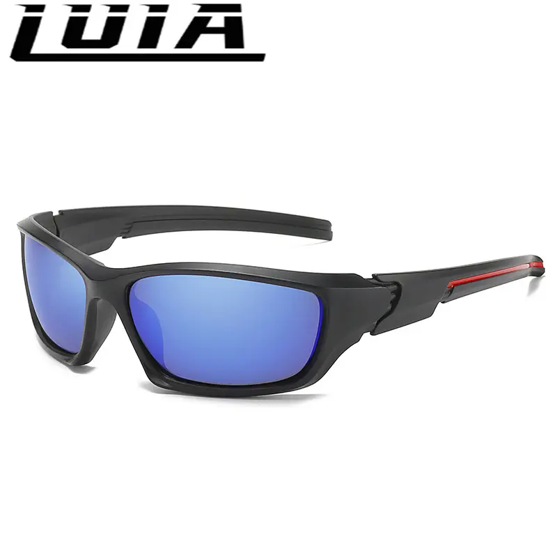 Men Cycling Polarized Sunglasses Blue Lens Black