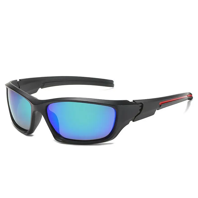 Men Cycling Polarized Sunglasses Blue Lens Black