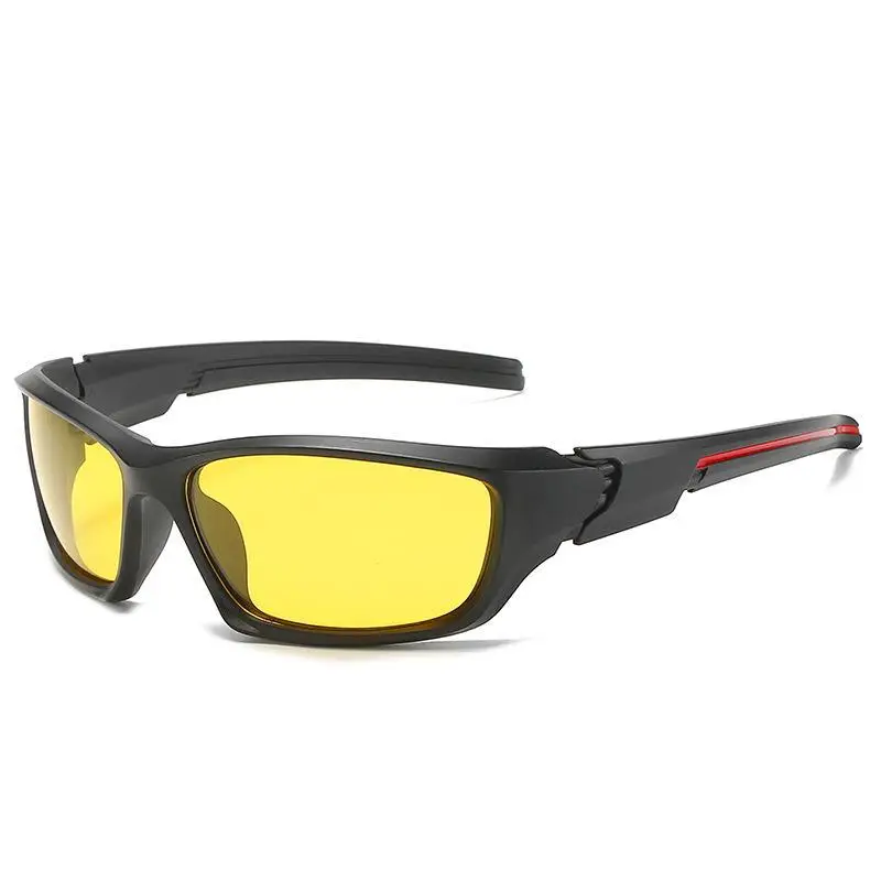 Men Cycling Polarized Sunglasses Blue Lens Black