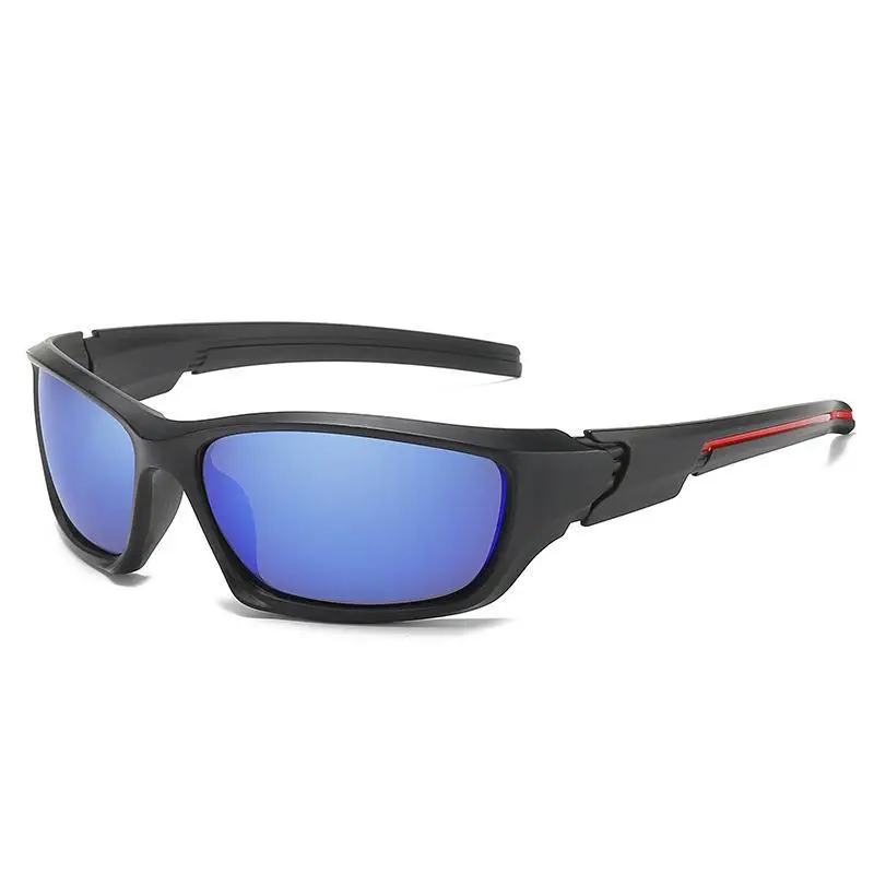 Men Cycling Polarized Sunglasses Blue Lens Black