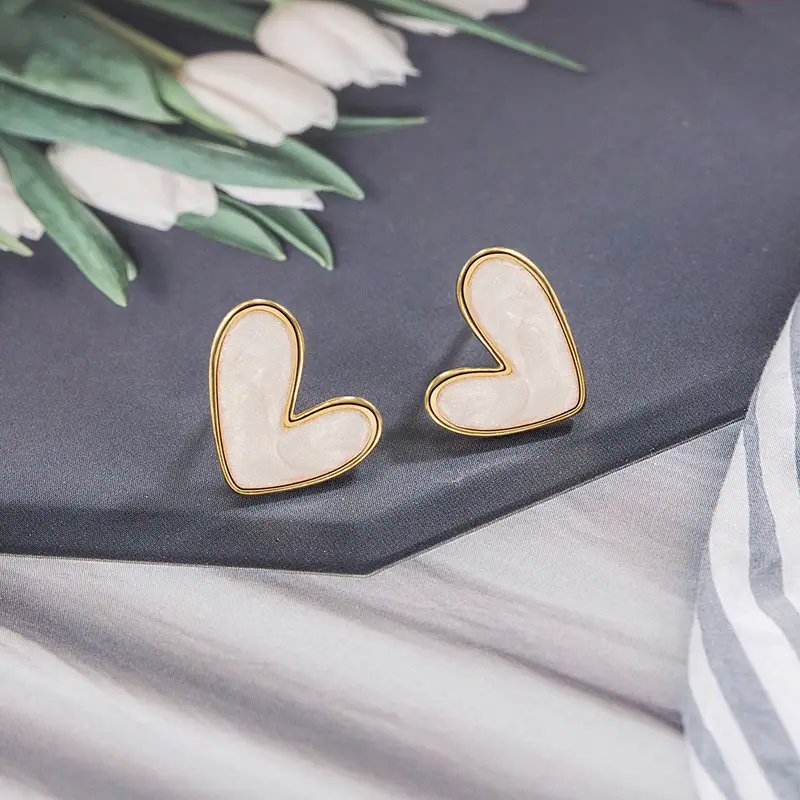 Love Heart Stud Earrings Women Autumn Winter Luxury Gold Plated - Image 2