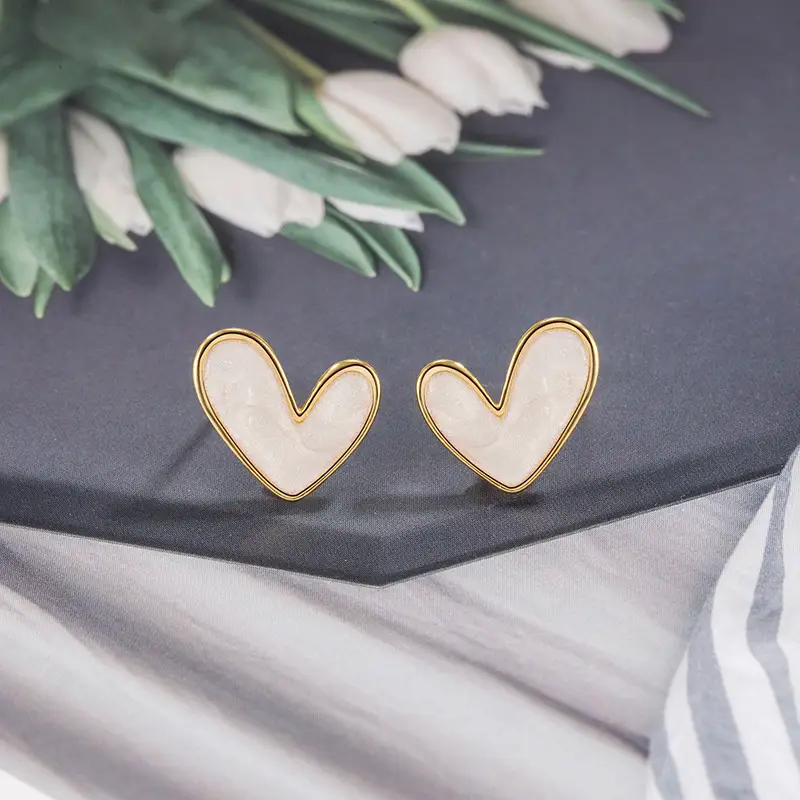 Love Heart Stud Earrings Women Autumn Winter Luxury Gold Plated - Image 3