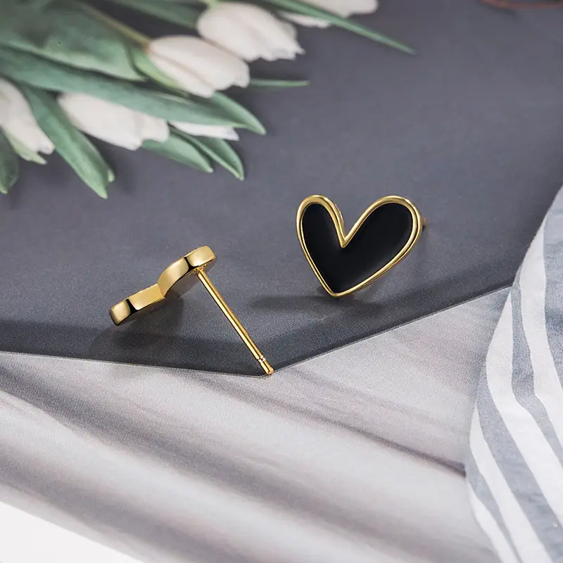 Love Heart Stud Earrings Women Autumn Winter Luxury Gold Plated - Image 4