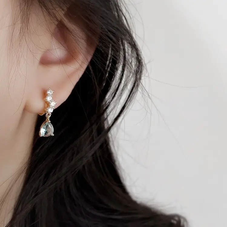 Blue Topaz Water Drop Earrings for Women - Image 3