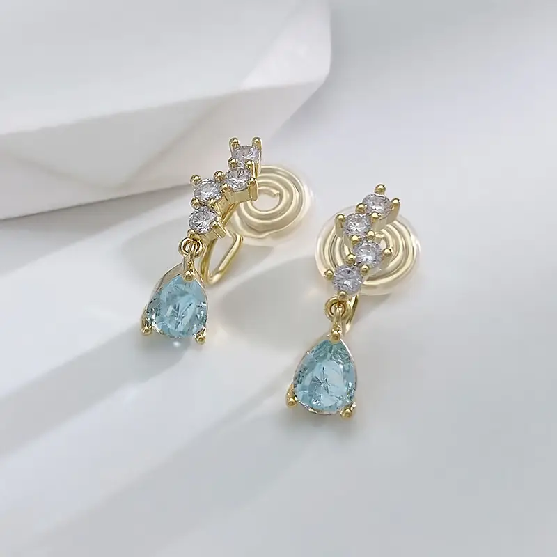 Blue Topaz Water Drop Earrings for Women - Image 4